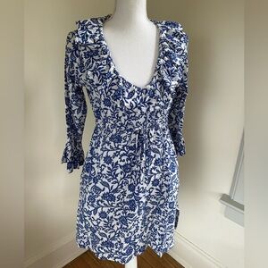Gretchen Scott Designs Blue Floral Swim Coverup size Small
